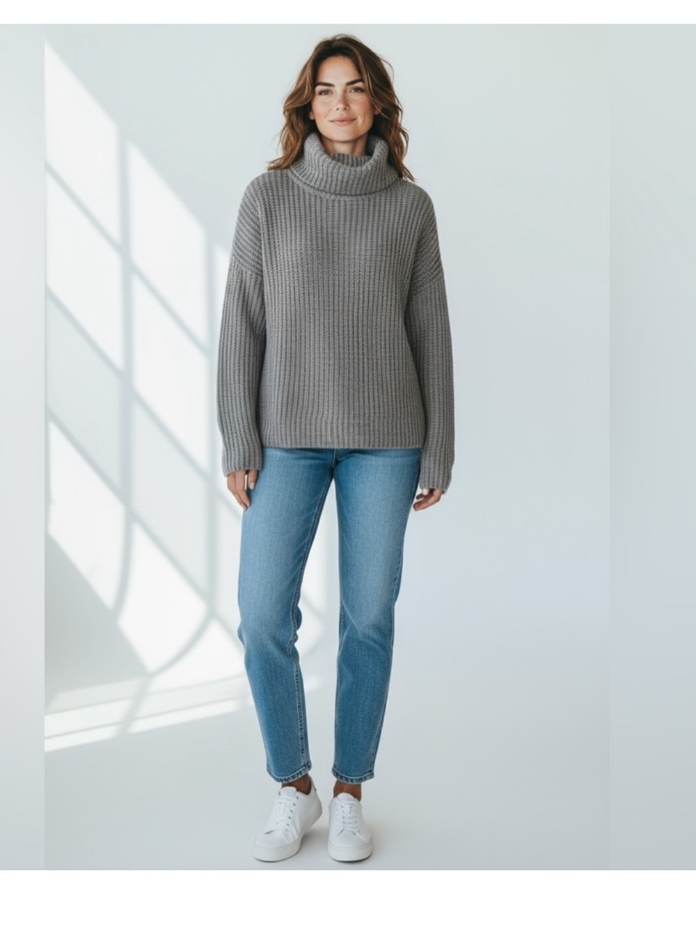 Danier alpaca wool blend turtleneck pullover knit grey sweater size extra small